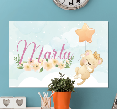 Cocktail canvas cute lion balloon art - TenStickers