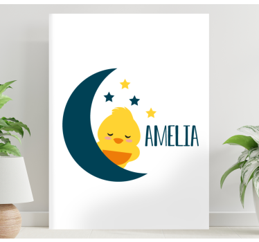 Cocktail canvas sleepy chick moon - TenStickers