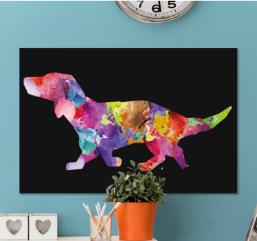 Colorful dog painting in black modern art prints on canvas - TenStickers