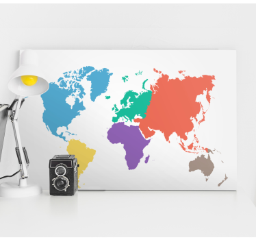 Coloured Continent  world map art canvas - TenStickers