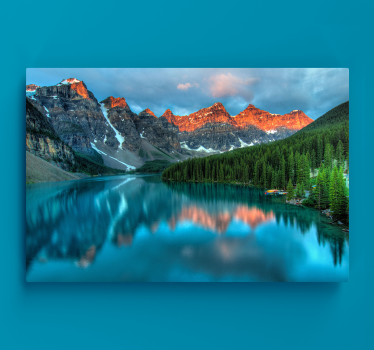 Colourful lake aesthetic art landscape wall canvas - TenStickers