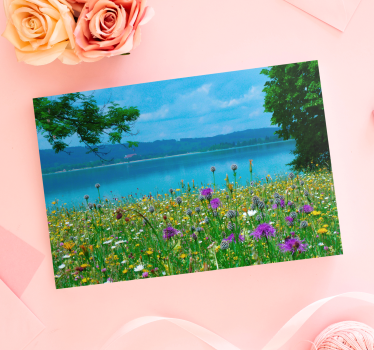 Cottagecore spring lake landscape wall canvas - TenStickers