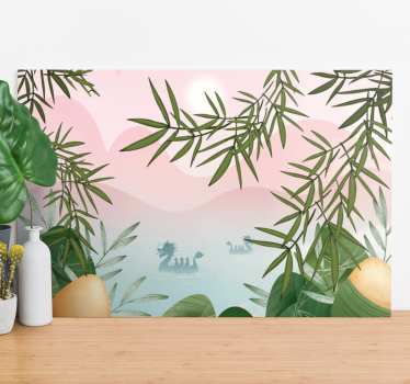 Dinosaur canvas wall art majestic lake monster - TenStickers