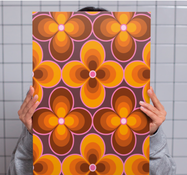 Flower retro groovy pattern vintage wall prints - TenStickers