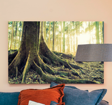 Golden forest with sun's rays  landscape wall canvas - TenStickers