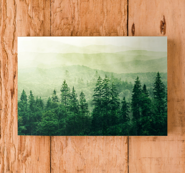 Green forest hill treetops landscape wall canvas - TenStickers