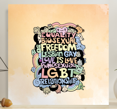 Hand drawing names of lgbt home wall canvas - TenStickers