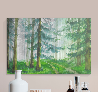 Landscape canvas foggy woodland trail - TenStickers
