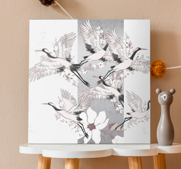 Landscape canvas graceful cranes soaring - TenStickers