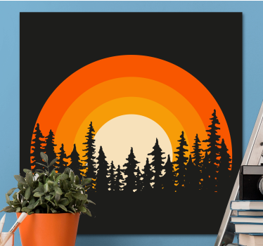 Landscape canvas of stylized sunset silhouette - TenStickers