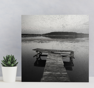 Landscape canvas serene lakeside dock - TenStickers