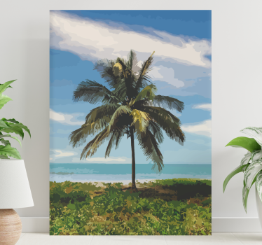 Landscape canvas serene palm oasis - TenStickers