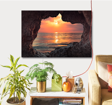 Landscape canvas sunset through rock - TenStickers
