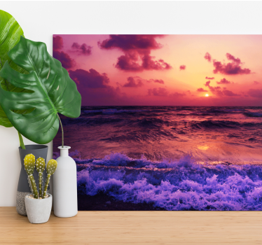 Landscape canvas vibrant sunset waves - TenStickers