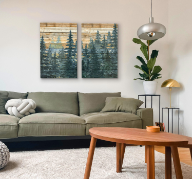 Majestic pine forest living room canvas print - TenStickers