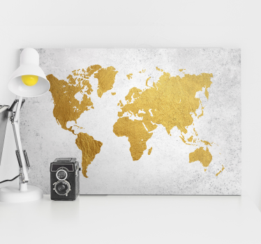 Mapamundi dorado world map art canvas - TenStickers