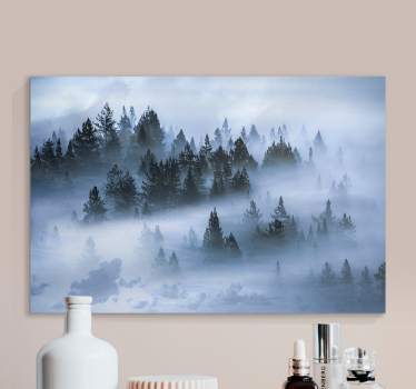 Misty pine forest landscape canvas - TenStickers