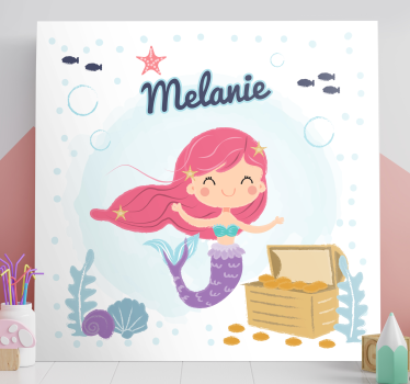 Nursery canvas mermaid treasure chest - TenStickers