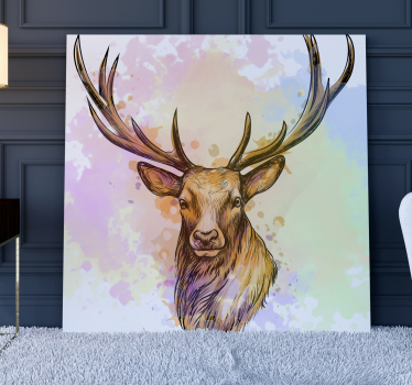 Paint splash stag  canvas print - TenStickers