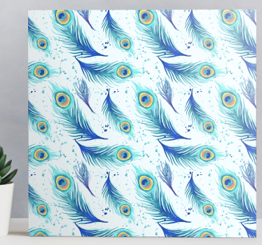 Blue Peacock Feather canvas - TenStickers