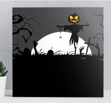 Retro canvas spooky pumpkin patch artwork - TenStickers