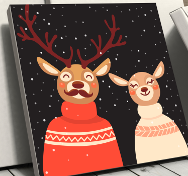 Stag canvas festive reindeer duo - TenStickers