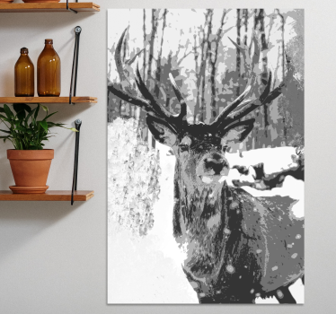 Stag canvas monochrome stag portrait - TenStickers