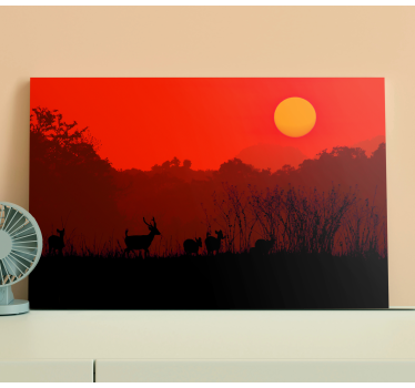 Stag canvas silhouette of a stag at sunset - TenStickers