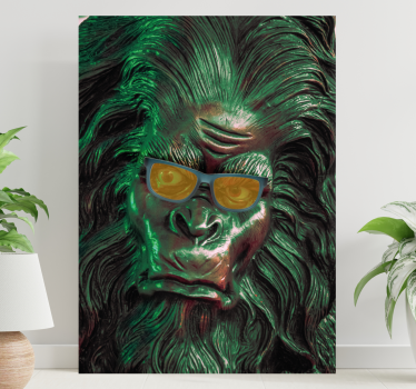Stylish Gorilla Face feather canvas wall art - TenStickers