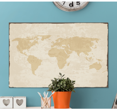 Vintage white and beige  world map art canvas - TenStickers