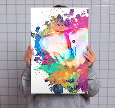 Vivid Colored Elephant geometric framed canvas - TenStickers