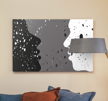 White and dark half face people and character canvas prints - TenStickers