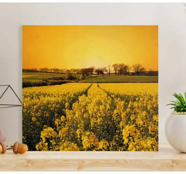 Yellow flowers field floral canvas - TenStickers