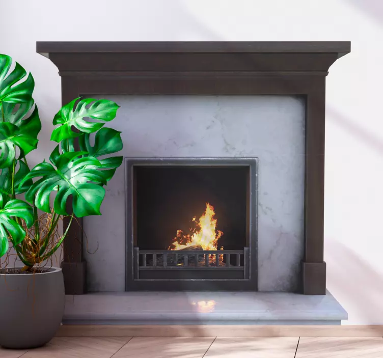Marble texture fireplace 3d wall sticker - TenStickers