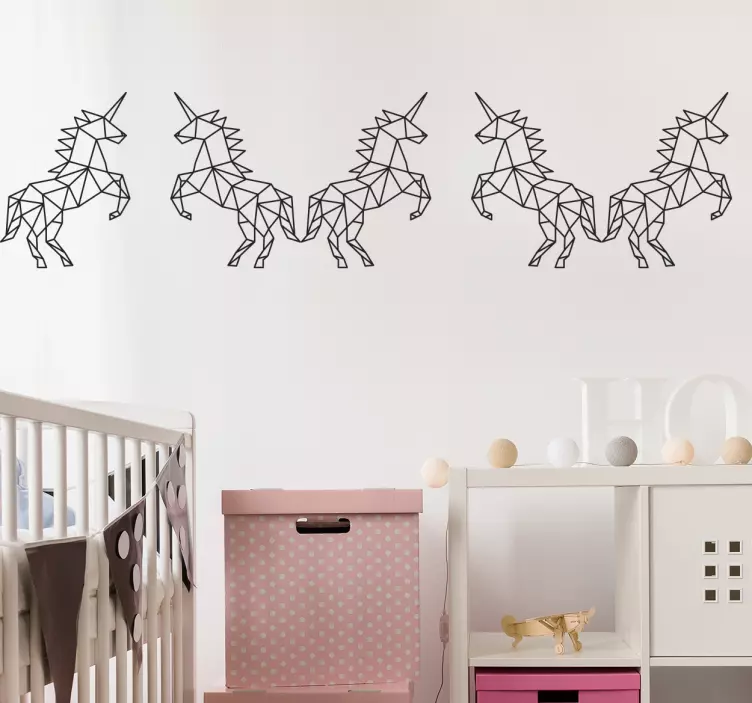 geometric unicorn border wall sticker - TenStickers