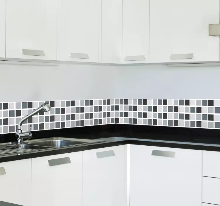 Grey Tones Square Tiles Border Sticker - TenStickers