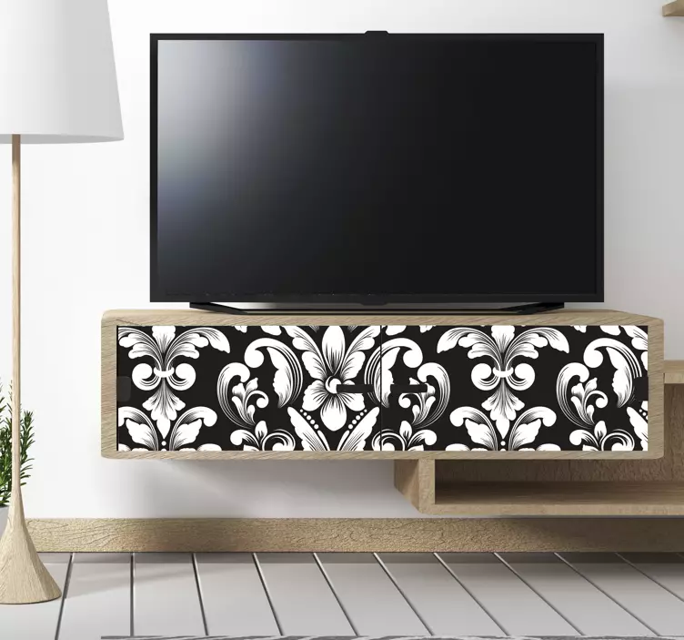 Furniture sticker floral black design - TenStickers