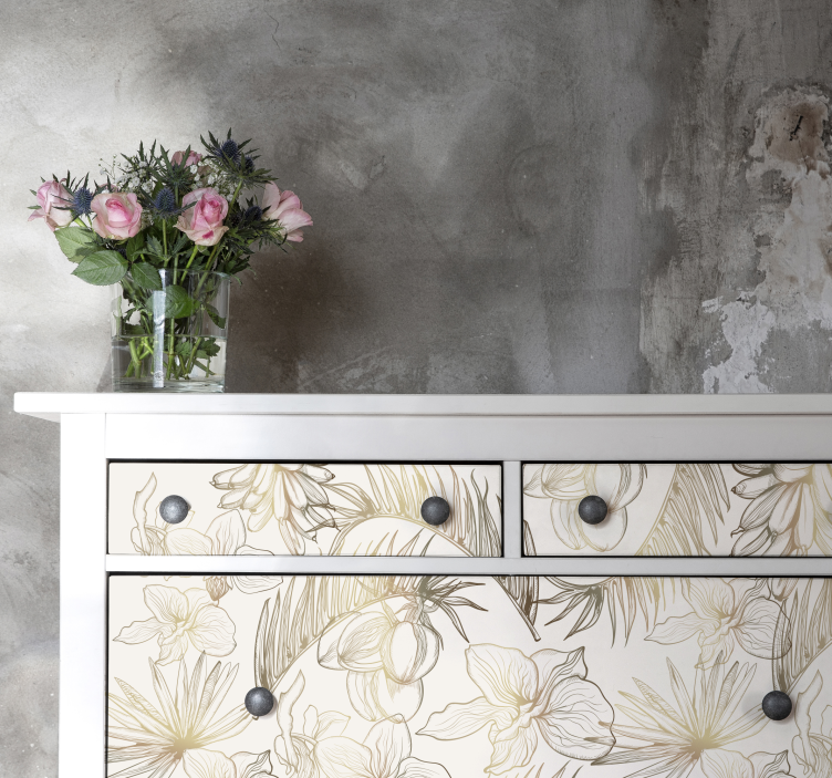 Tropic flowers  furniture decal - TenStickers