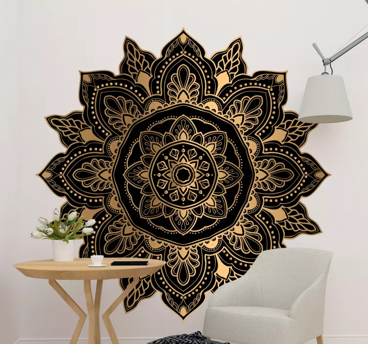 Mandala with elegant drops and lines wall decal - TenStickers
