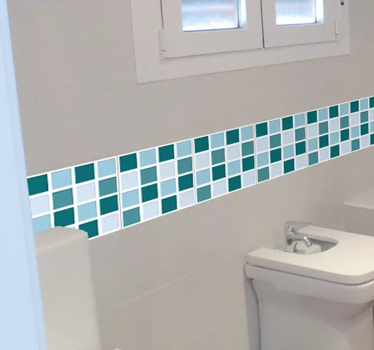 Cool Tones Bathroom Mosaic Tile Transfer - TenStickers
