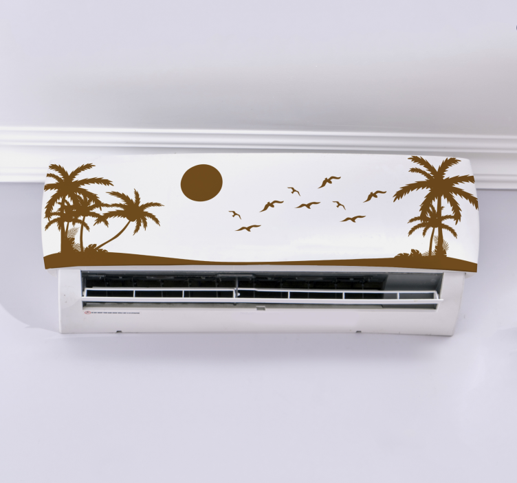 Sunset Beach with Birds air conditioner decal - TenStickers