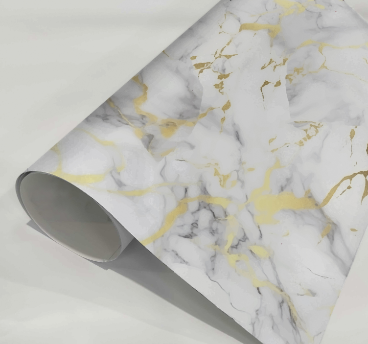White marble with golden veins texture sticker - TenStickers