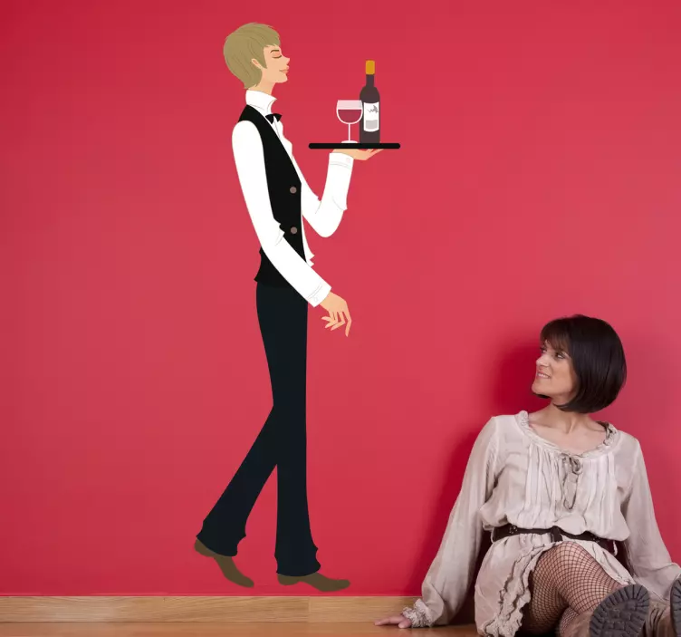 Waiter & Tray Wall Sticker - TenStickers