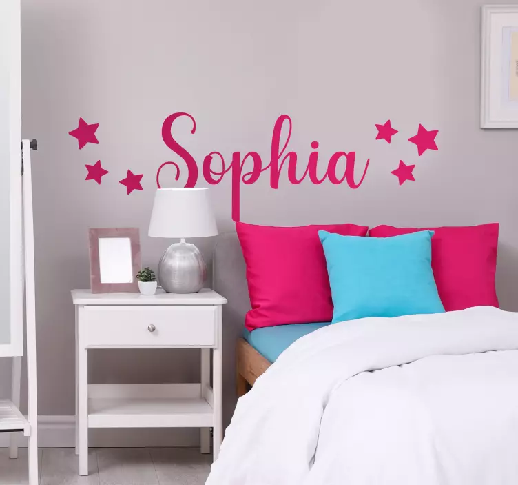 Name and Stars headboard decal - TenStickers