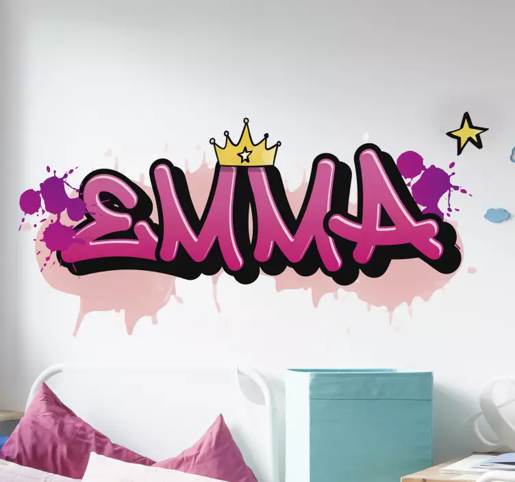 Personalised girl name graffiti design wall sticker for kids - TenStickers