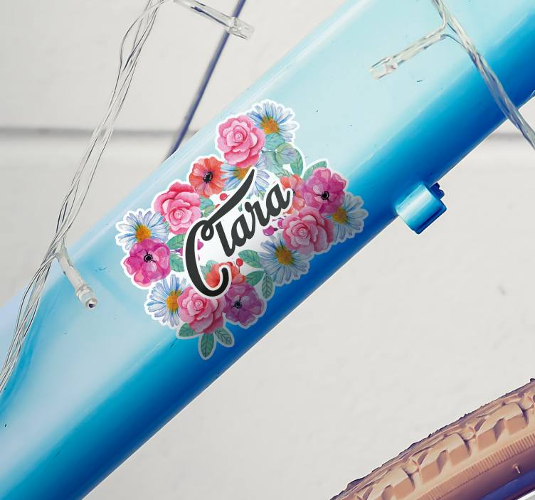Flowers with name  bike sticker - TenStickers