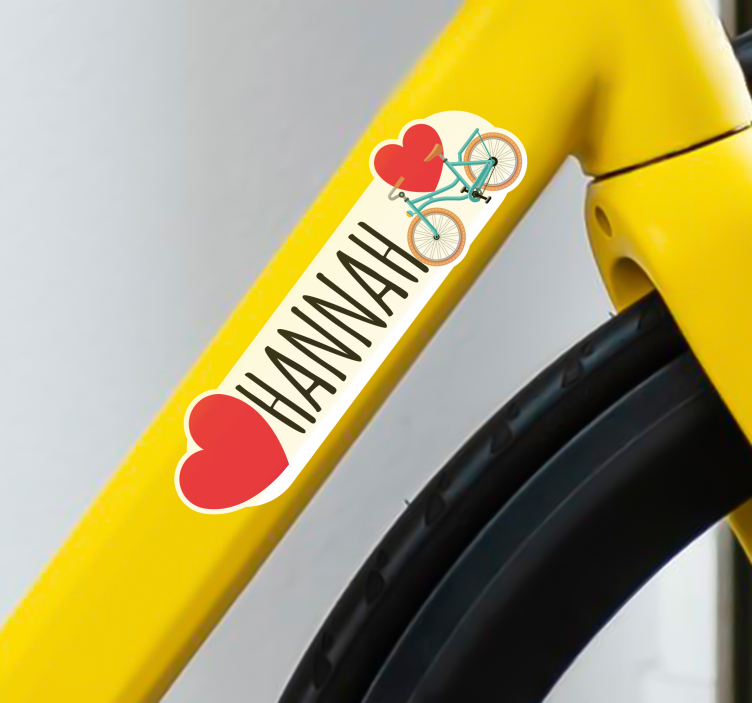 Two hearts with name bike sticker - TenStickers