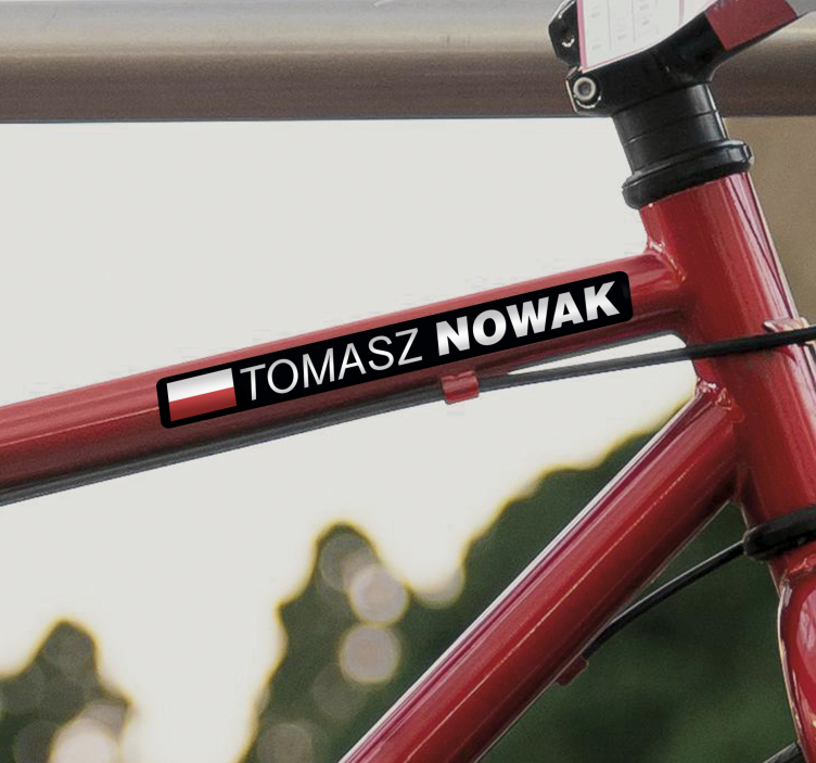 Road bicycle with flag and name bike sticker - TenStickers