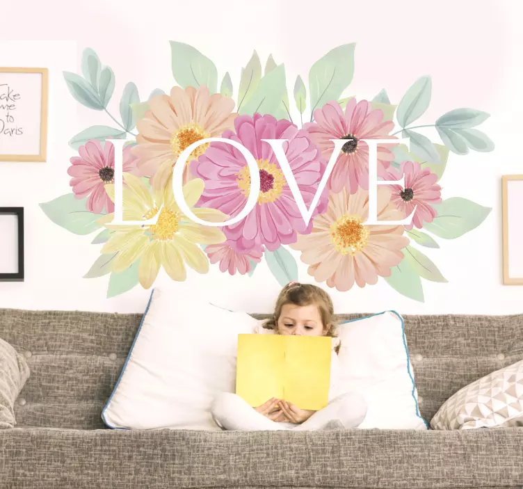 Affectionate Floral Composition love sticker - TenStickers