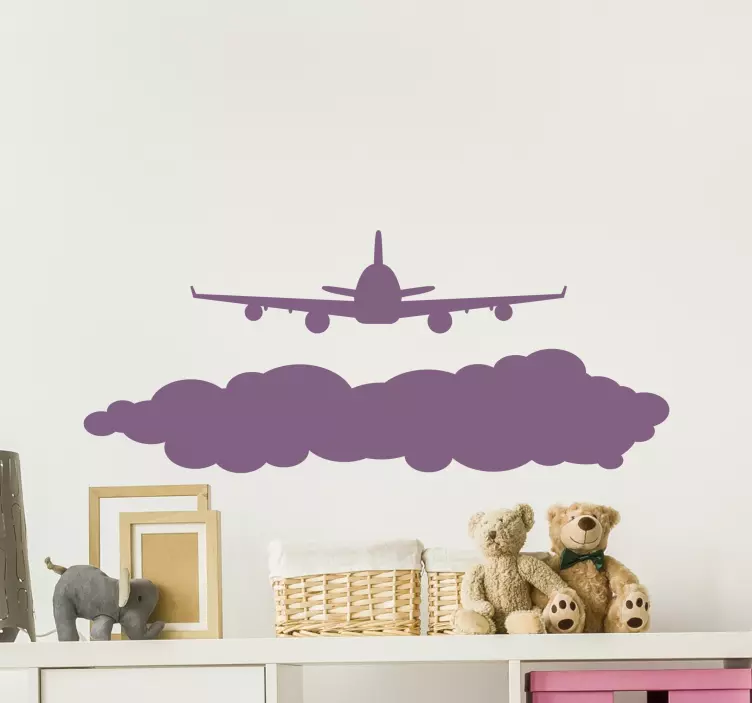 Airplane Cloud Scene Location sticker - TenStickers